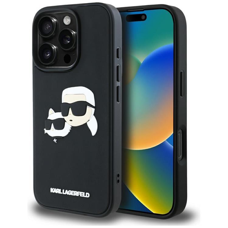 Karl Lagerfeld iPhone 16 Pro Max Mobilskal 3D Rubber Double Heads - Svart | 2353 | AlltMobil