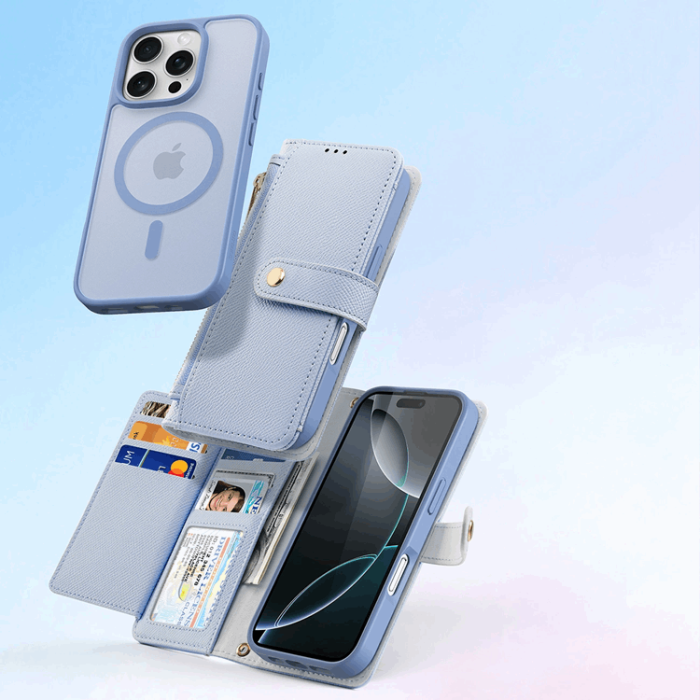 Dux Ducis - Dux Ducis iPhone 16 Pro Max Plånboksfodral Lawa Läder - Blå