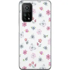 Gustaf - Mobilskal till Xiaomi Mi 10T 5G med Blommor och fj&auml;rillar