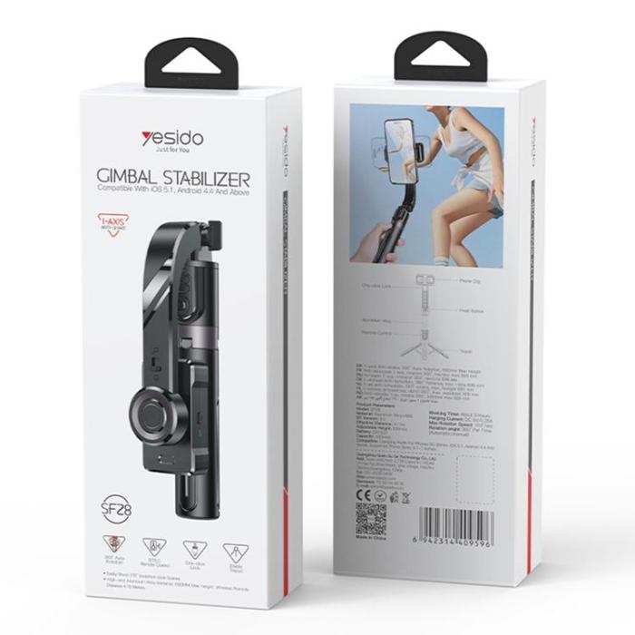 Yesido - YESIDO Gimbal Stabilisator Selfie Stick Bluetooth Stativ med Fjärrkontroll SF28