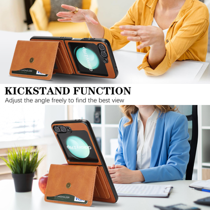 A-One Brand - Galaxy Z Flip 6 Mobilskal MagSafe Detachable Korthållare Kickstand