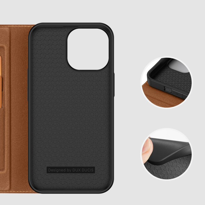 Dux Ducis - Dux Ducis iPhone 14 Pro Plånboksfodral Skin X2 - Brun