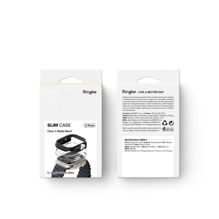 Ringke - [2-Pack] Ringke Apple Watch Ultra (49mm) Skal Slim - Clear/Svart
