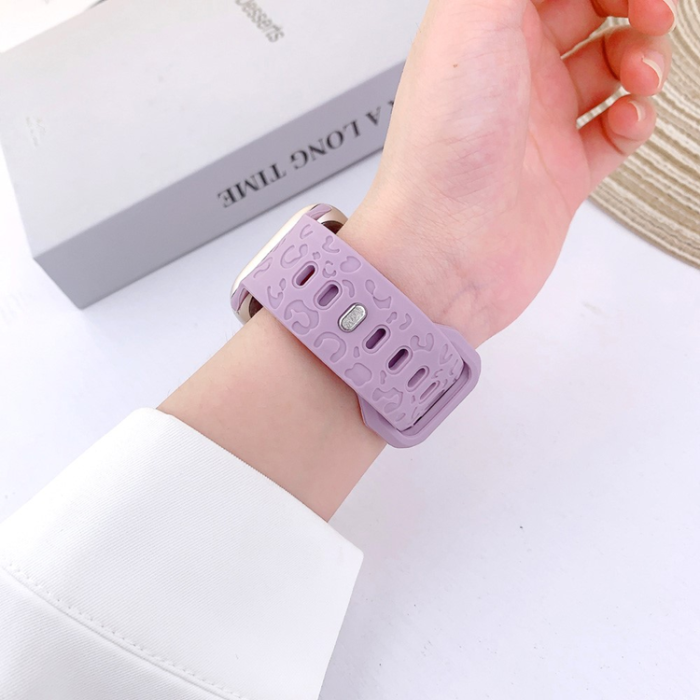 A-One Brand - Apple Watch (38/40/41mm) Armband Leopard Texture - Lila