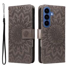 OEM - Samsung Galaxy S26 Plus Pl&aring;nboksfodral Konstl&auml;der Solrospr&auml;gling - Gr&aring;