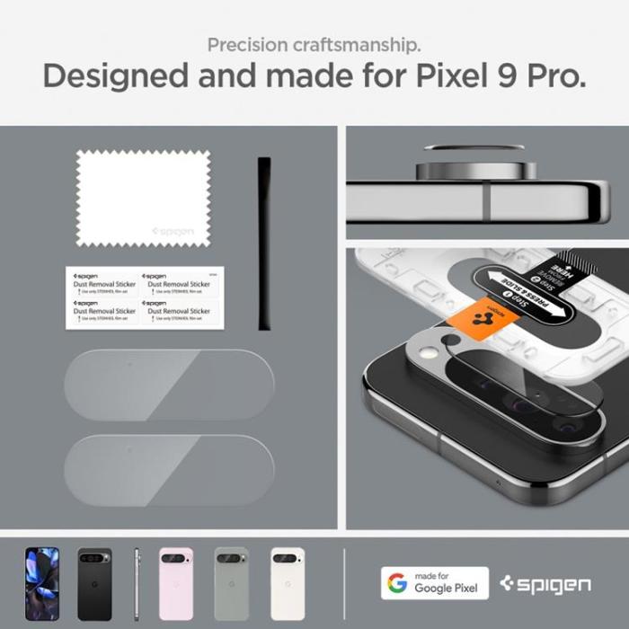 Spigen - [2-Pack] Spigen Google Pixel 9 Pro Linsskydd Härdat Glas EZ Fit