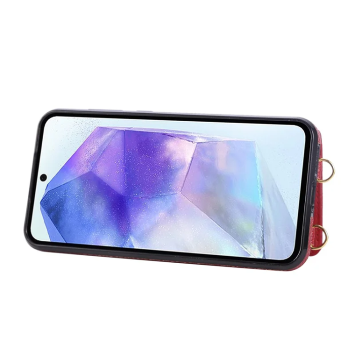 A-One Brand - Galaxy A17 5G/4G Mobilskal Korthållare Kickstand Rhombus - Röd