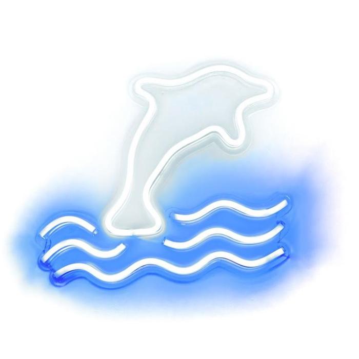 OEM - Neon LED USB Delfin Model - Blå/Vit