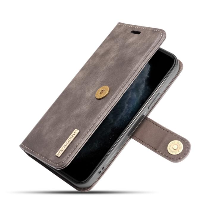 DG.MING - DG.MING Detachable Äkta Läder Plånboksfodral iPhone 12 Mini - Grå