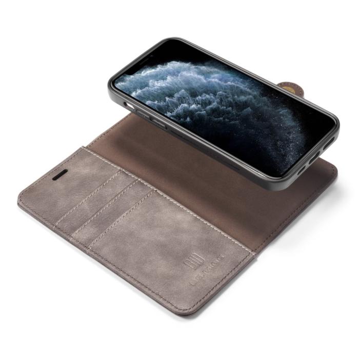 DG.MING - DG.MING Detachable Äkta Läder Plånboksfodral iPhone 12 Mini - Grå
