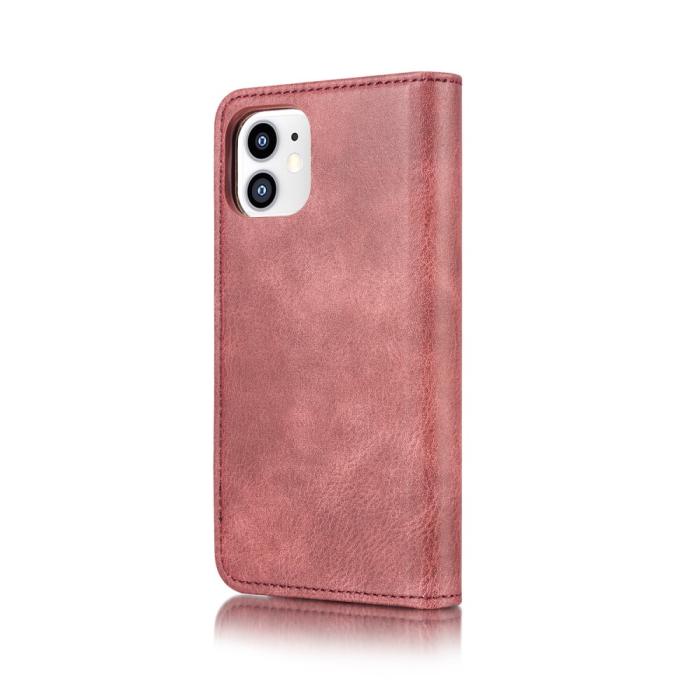 DG.MING - DG.MING Avtagbart Äkta Läder Plånboksfodral iPhone 12 Mini - Röd