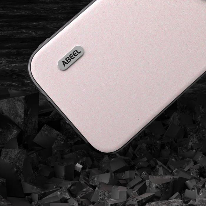 ABEEL - ABEEL Mobilskal till iPhone 14 Pro Max PU Läder Glitter Vit