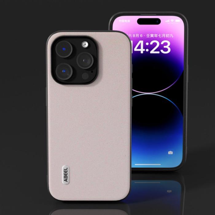 ABEEL - ABEEL Mobilskal till iPhone 14 Pro Max PU Läder Glitter Vit