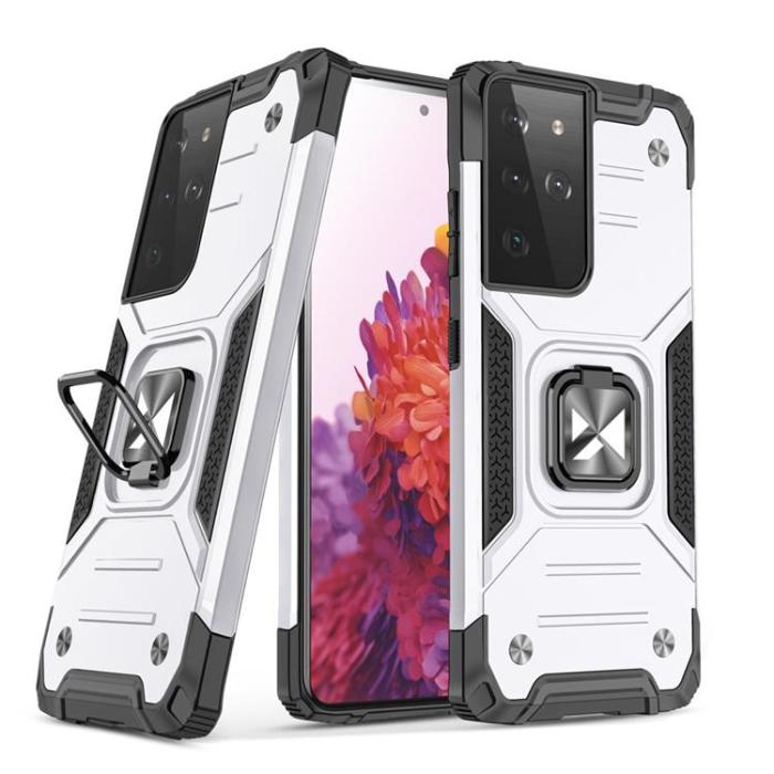 UTGATT1 - Wozinsky Ring Armor Skal Galaxy S21 Ultra - Silver