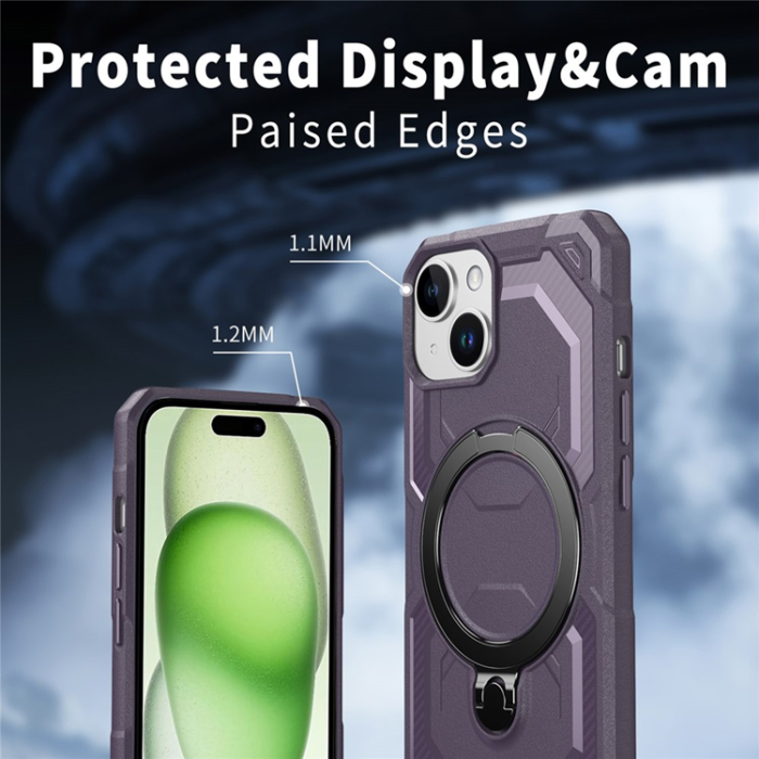 A-One Brand - iPhone 15 Mobilskal MagSafe Kickstand TPU + PC - Lila