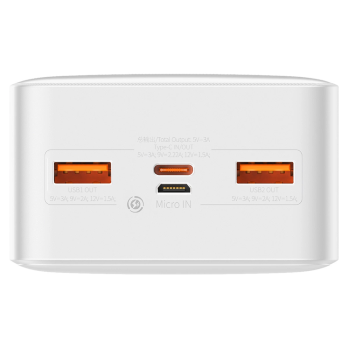BASEUS - Baseus Powerbank 30000 mAh 20W Bipow + Micro-USB Kabel - Vit