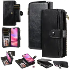 A-One Brand - iPhone 17 Plånboksfodral Detachable Zipper - Svart