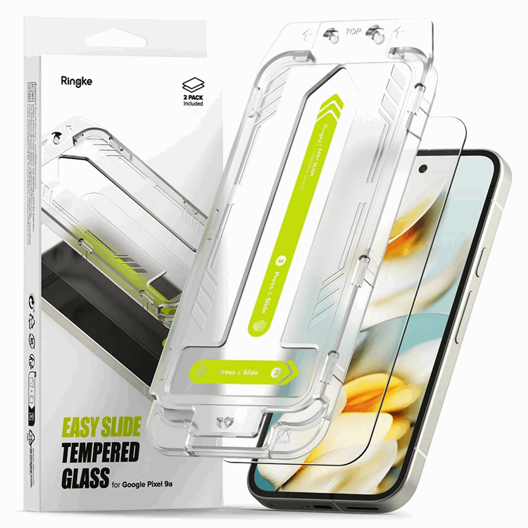 Ringke [2-Pack] Google Pixel 9a Härdat Glas Skärmskydd Easy Slide - Clear