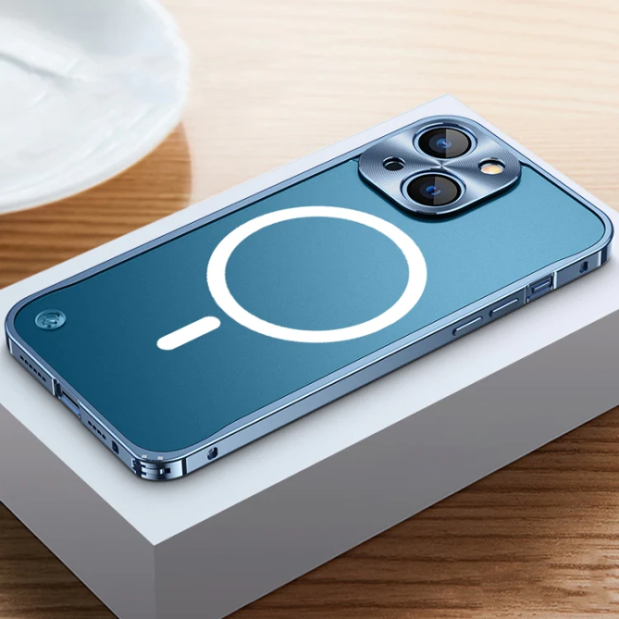 A-One Brand - iPhone 14 Plus Skal Magsafe Metall Frame - Blå