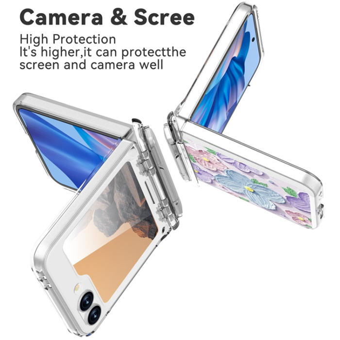 A-One Brand - GW181 Galaxy Z Flip 7 FE/Z Flip 6 Mobilskal Kickstand - Blomma
