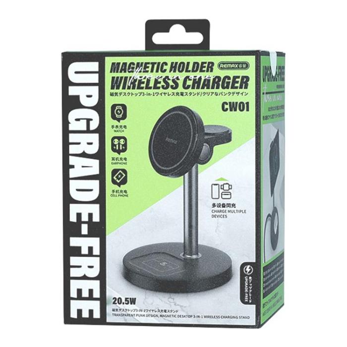 Remax - REMAX Magnetisk 20.5W Trådlös Laddare iPhone, Apple Watch, Airpods CW01