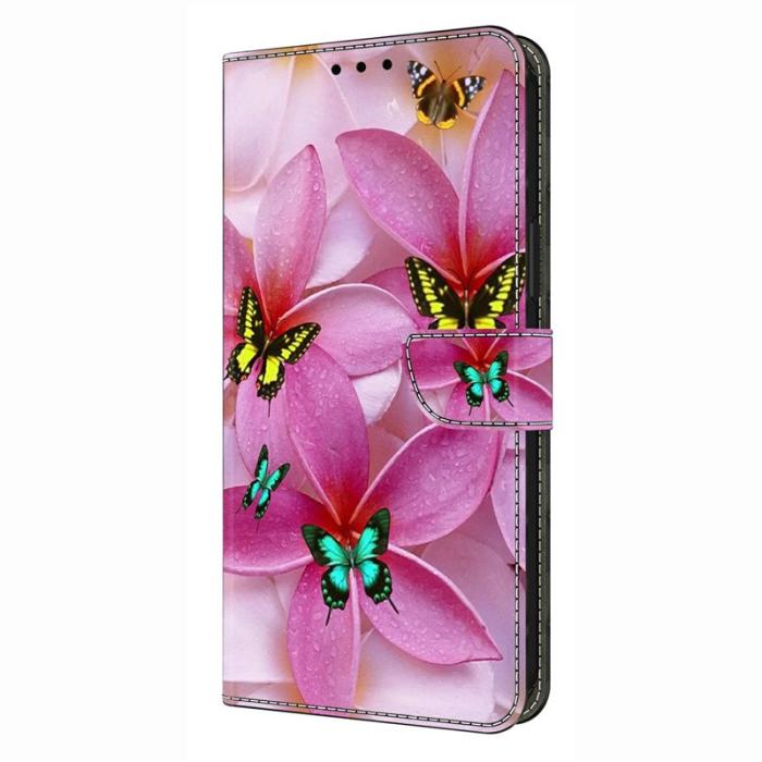 OEM - Samsung Galaxy A37 Plånboksfodral Konstläder Mönstertryck - Rosa Blommor