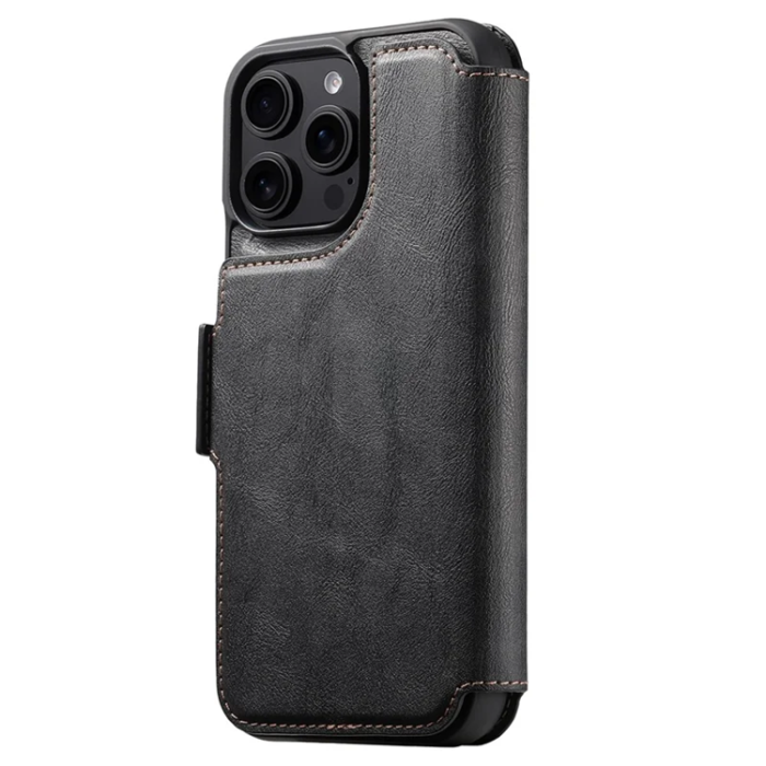 SUTENI - SUTENI iPhone 16 Pro Max Plånboksfodral Magsafe Cowhide - Svart