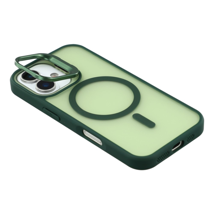 A-One Brand - iPhone 17 Mobilskal MagSafe Lins Kickstand - Mörkgrön