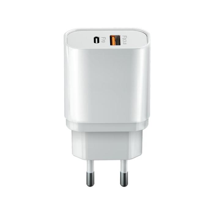 Forever - Forever Snabbladdare 20W 1xUSB-C 1xUSB-A PD QC 3.0 - Vit
