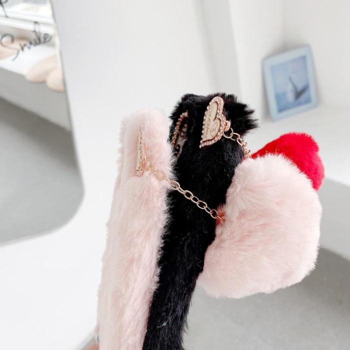 OEM - I Love You Heart Fluffig Skal till iPhone X / Xs - Rosa
