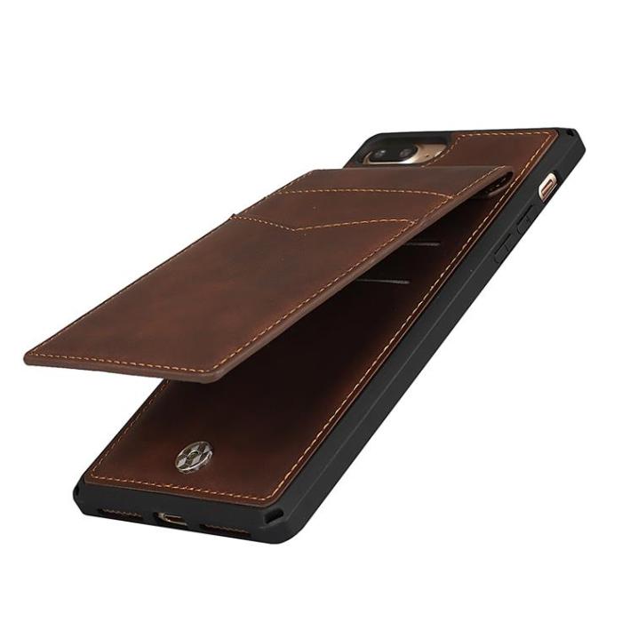 OEM - Skal med Kortplatser till iPhone 7/8 Plus - Brun