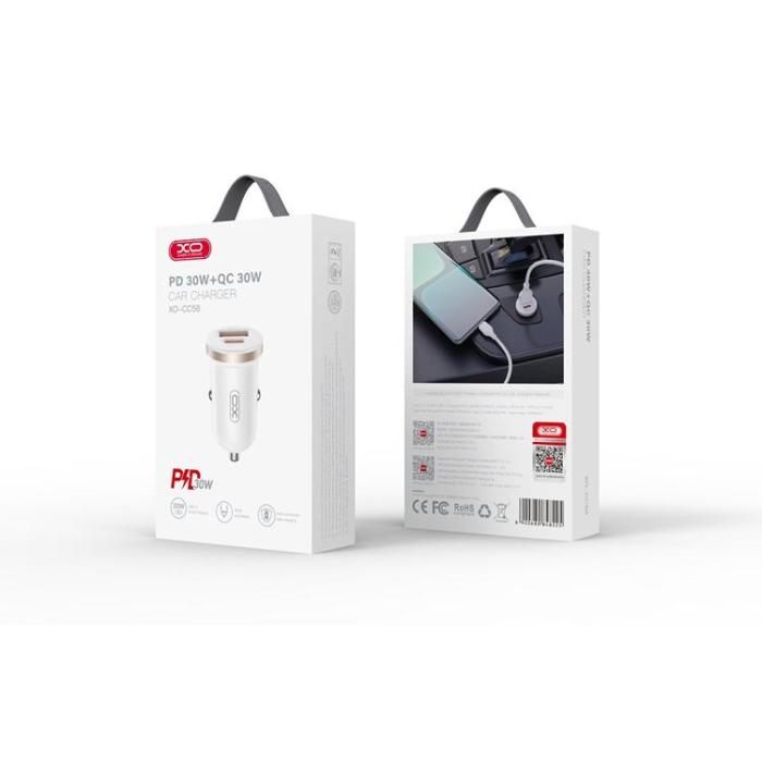 XO - XO Billaddare 30W 1xUSB-A 1xUSB-C CC56 - Vit