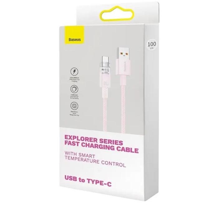 BASEUS - Baseus USB-C till USB-A kabel 2m 100W - Rosa