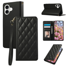 A-One Brand - iPhone 17 Plånboksfodral RFID Rhombus Läder - Svart