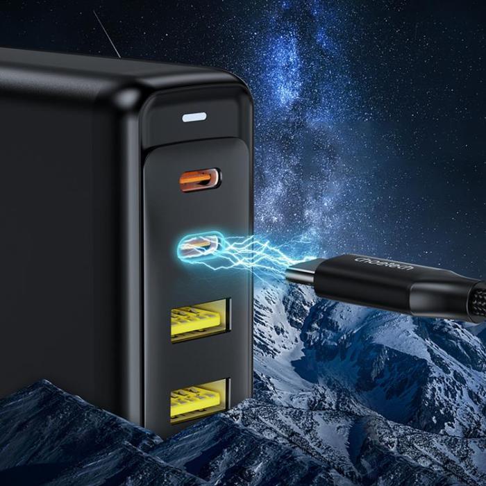 Choetech - Chotech 4-Ports Väggladdare Adaptrar GaN 140W - Svart
