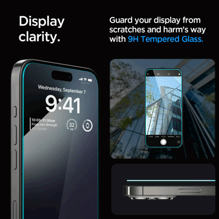 Spigen - [2-Pack] Spigen iPhone 15 Pro Härdat Glas Skärmskydd 'EZ' Fit