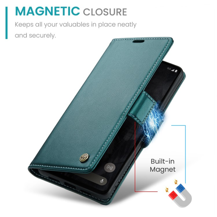 Caseme - Caseme Google Pixel 7A Plånboksfodral RFID Litchi - Grön