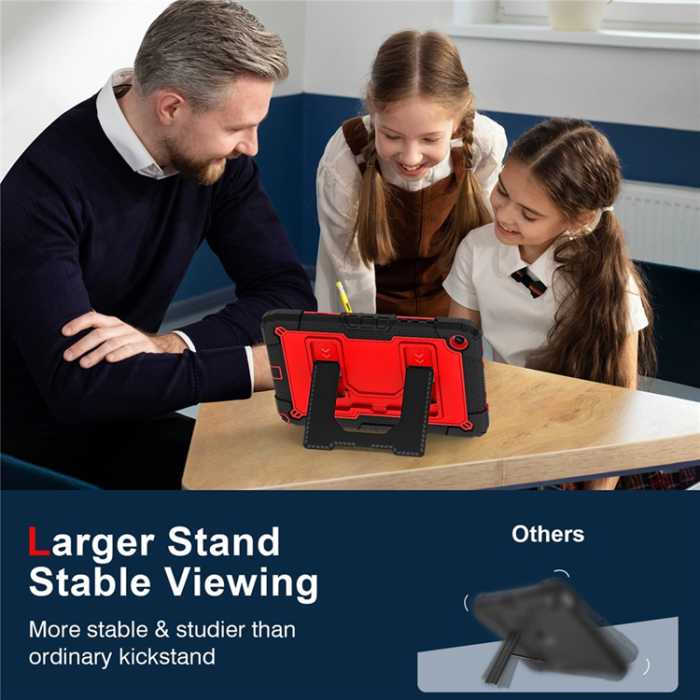 A-One Brand - Galaxy Tab A9 Plus Skal Kickstand Med Rem Anti Drop - Röd