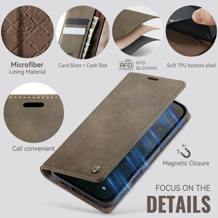 Caseme - Caseme iPhone 17 Plånboksfodral RFID Blocking 033 Series - Kaffe