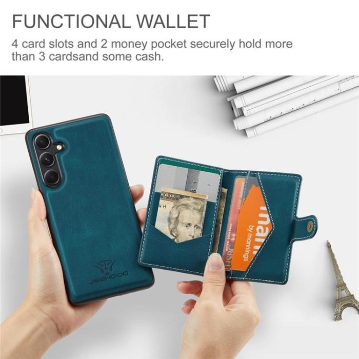 OEM - JEEHOOD Samsung Galaxy A13 5G Mobilskal Konstläder med Kortfack - Blå