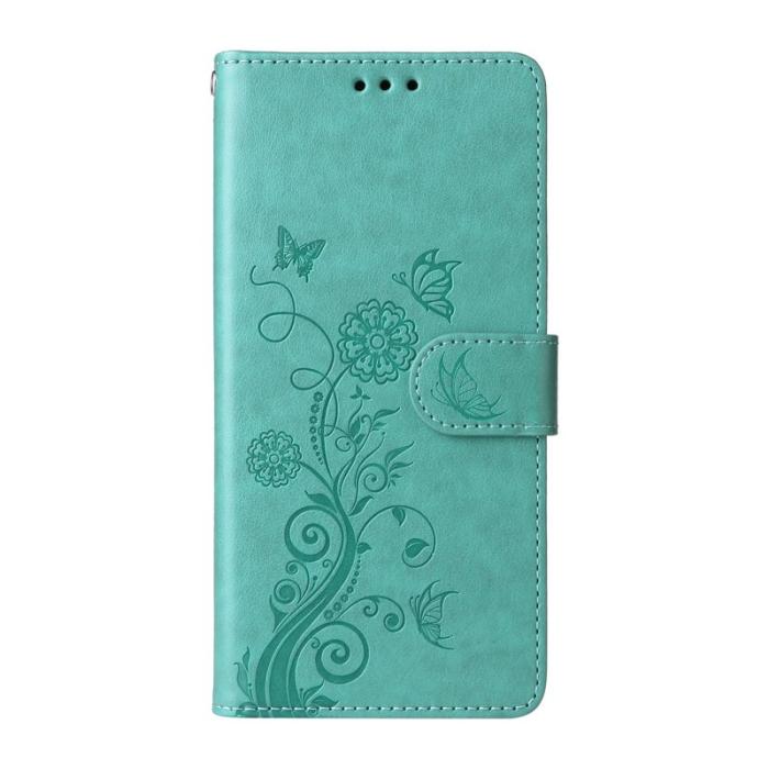 OEM - Samsung Galaxy S26 Plus Plånboksfodral Konstläder Blomtryck Ställ - Grön