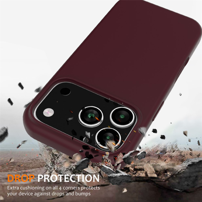 A-One Brand - iPhone 17 Pro Max Mobilskal MagSafe Silikon Anti-Drop - Vinröd