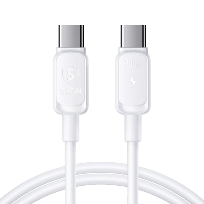 SiGN - SiGN USB-C till USB-C Kablar 1.2m 100W - Vit