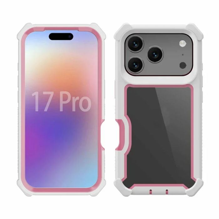 A-One Brand - iPhone 17 Pro Mobilskal TPU + PC Shockproof - Vit/Rosa