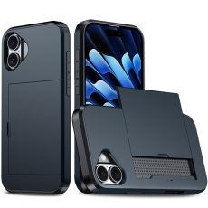 Amorus - AMORUS iPhone 17 Mobilskal Med Glidande Korthållare - Marinblå