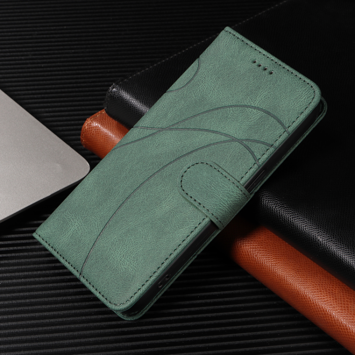 A-One Brand - Sony Xperia 10 VII Plånboksfodral Curved Line Läder - Grön