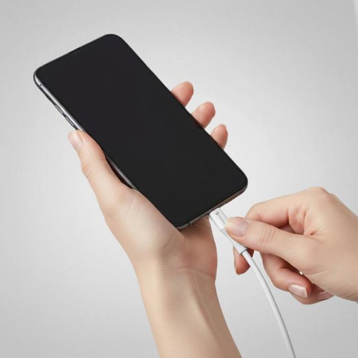 Forcell - FORCELL USB-A till USB-C 66W Kabel 3A 1m QC4.0 Silikon C342 - Vit