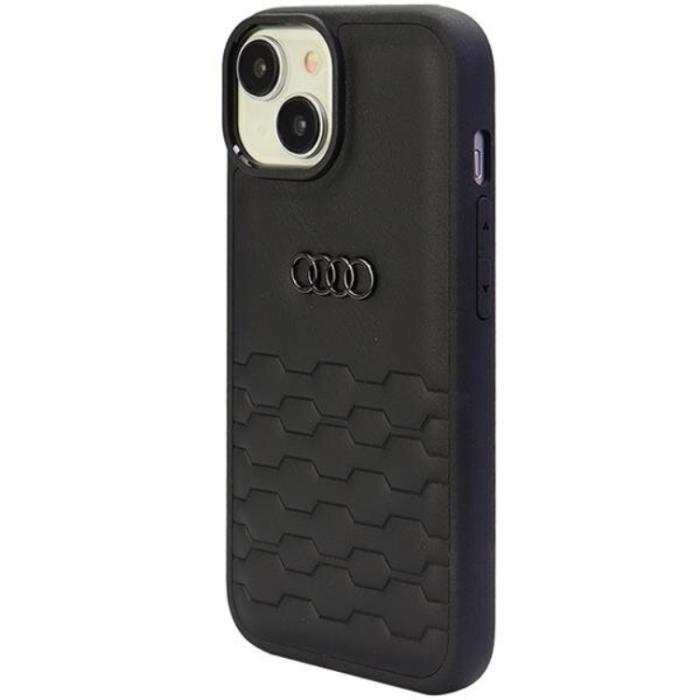 Audi - Audi iPhone 15 Mobilskal Syntetiskt Läder - Svart