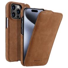 Melkco - MELKCO Mobilskal till iPhone 15 Pro Litchi Textur &Auml;kta L&auml;der + PC - Brun