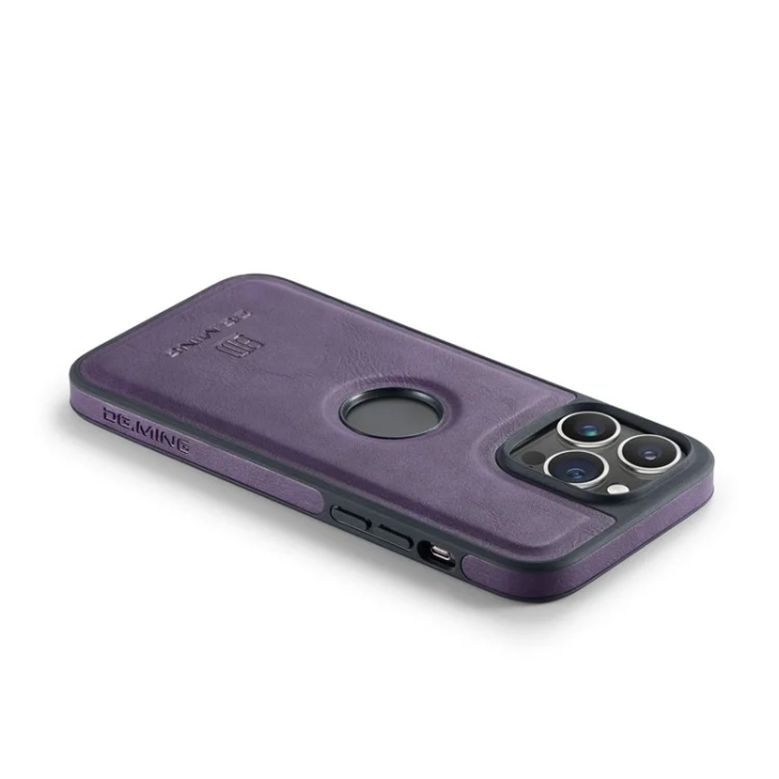 DG.MING - DG.MING iPhone 16 Pro Mobilskal Anti-Drop Läder - Lila